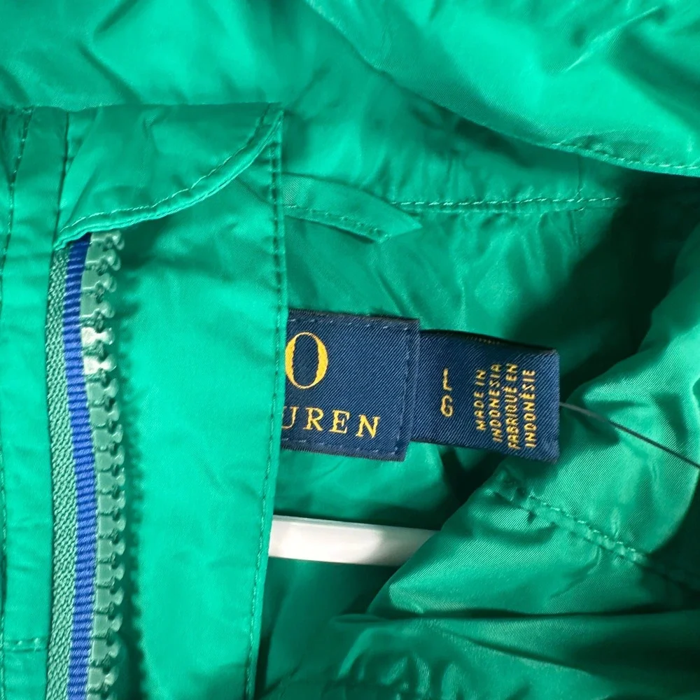 NWT Polo Ralph Lauren Windbreaker Jacket Mens L Green Hooded Recycled Nylon